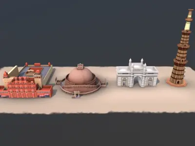 Monuments of India Low-poly 3D model