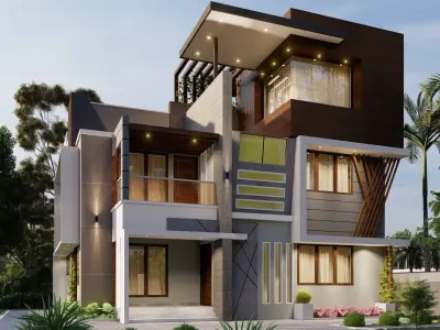 Two storeyed building 3D model 3D model 3D model 3D model