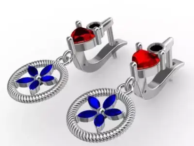 Earring Diamond 3D model Texture 3D print model