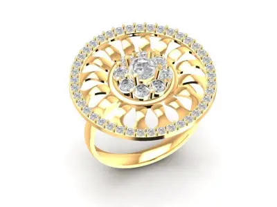 Luxury Round Cocktail Diamond Statement Ring for Women  2321 3D print model