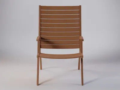 Classic wooden lounge chair 63x94x100 Low-poly 3D model