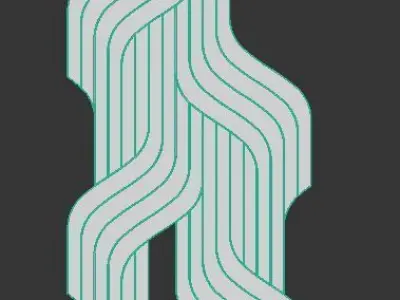 3d panel wallpaper with wavy lines Low-poly 3D model