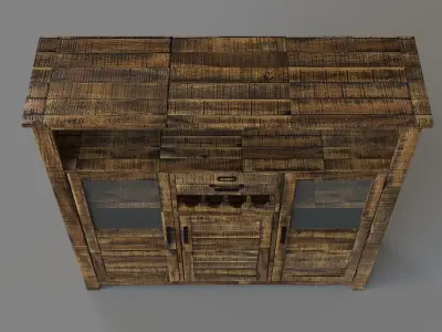 Cannon Valley Wine Cabinet Brown 3D model