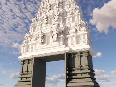 Tirupati Balaji Temple Entry Gate And Dome  3D model