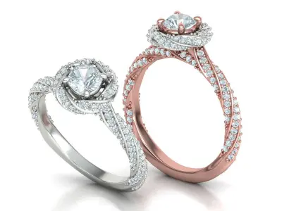 Twisted Engagement Ring with Half Carat Stone 3dmodel 3D print model