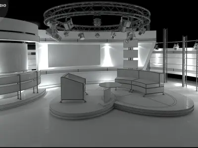 Virtual TV Studio Chat Set 1 3D model