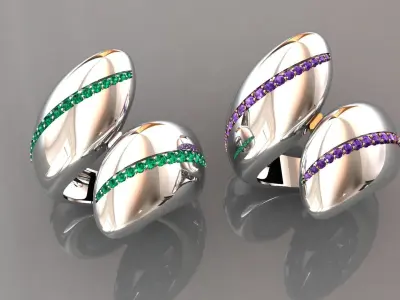 Ring 5 two gold and diamond rings 3D print model