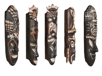 African Mask Set 001 3D model