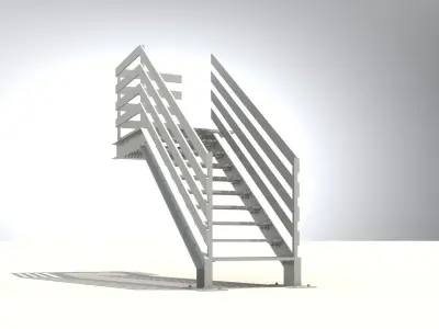 Steel Grating Stairs 3D model
