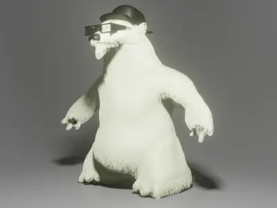 Polar bear with hat and sunglasses Low-poly 3D model