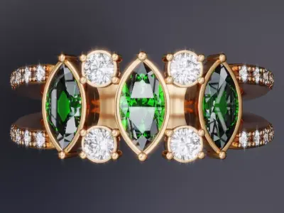 Emerald Crown ring 3D print model