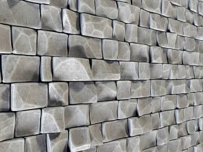 Stone wall rock brick n2 3D model