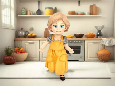 Cheerful Child Character model pack Low-poly 3D model