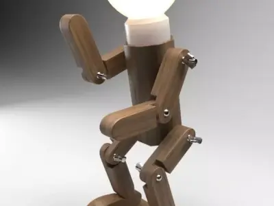 Modern Decorative Wood Robot Lamp 3D model