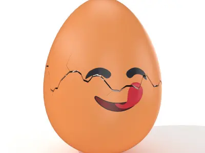 Egg Cracked Emoji N003 Low-poly 3D model