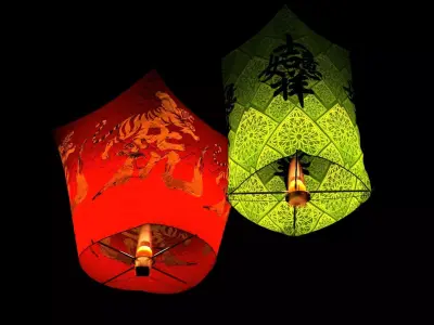 Chinese sky lantern  Low-poly 3D model buy