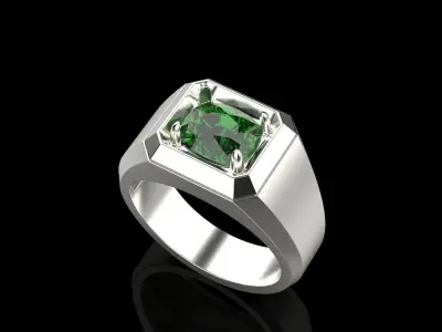 Cushion gem   man signet ring model 481 3D print model