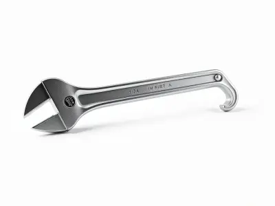 Crescent Wrench Adjustable Head Chrome Finish model pack Low-poly 3D model