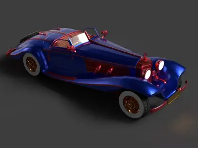 Chinese blue classic car   3D model