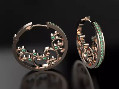 Round beautiful earrings 3D print model