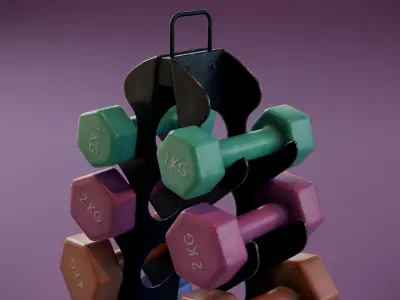 Vinyl Dumbbell Set Low-poly 3D model