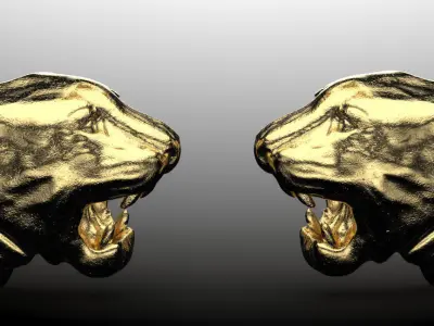 Panther Head Pendant Studs 3D print model