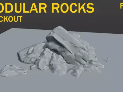 Modular Rocks - Blockout mesh Free low-poly 3D model