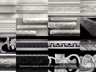 Decorative moldings and plinths for walls for cnc 3D Model Collection
