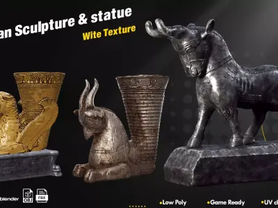 Persian Sculpture and Statue Low-poly 3D model
