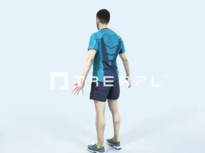 Portrait 09A Animated Rigged Sports Man Low-poly 3D model