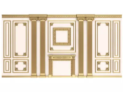 Boiserie Classic Wall with Mouldings 02 White Low-poly 3D model