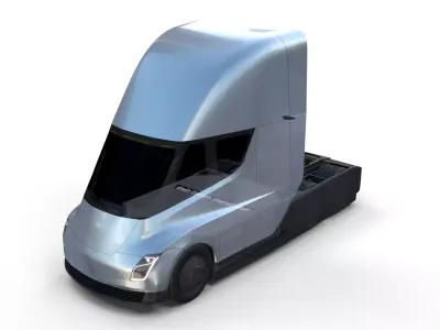 Tesla Truck with Chassis Silver 3D model