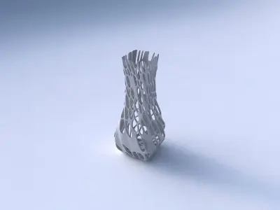 Vase larger opening rectangle with cracked and twisted organi... 3D print model