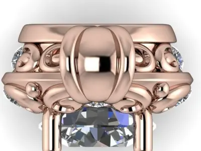 Intricate Antique Scroll ArtDeco Diamond Pendant Necklace 3D print model