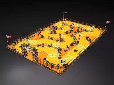 Go-kart bumper car Low-poly 3D model