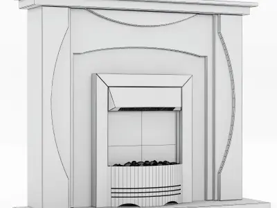 marble modern fireplace 3D model