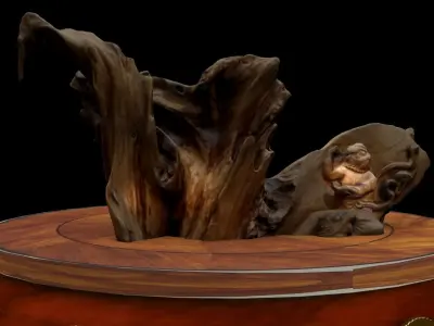 Chinese wood root carving sculpture  3D model