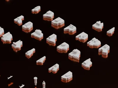 114 Mesh Sci Fi Vehicle Kitbash Set II 3D model