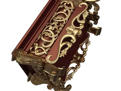 Casket Carved 013 Red Low-poly 3D model