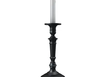 Old candlestick with candle 3D model