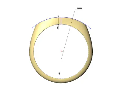 Rounded top oval signet ring 3D print model
