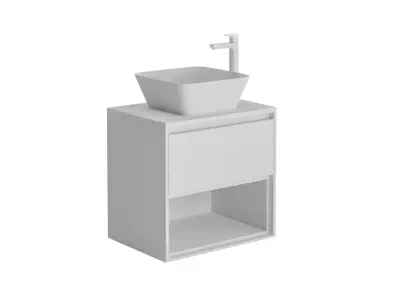 Light Brown Oak Timber Vanity 3D model