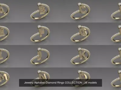 Alphabet Jewelry Rings 3D Model Pack