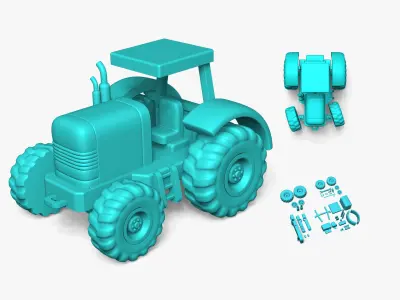 Cute Tractor - Block Cars - Funny Toy to Assembly 3D print model