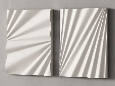 282 decorative wall art 14 waves gypsum wall sculpture 01 3D model