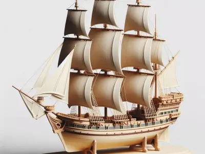 3174Pirate Sailing Ship with Cannons  Style  Minimalist 3D print model