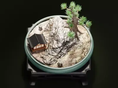 Saikei - Japanese Miniature Garden Low-poly 3D model