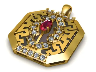 Women Fashion Diamond Pendant 3d printable Model 3D print model