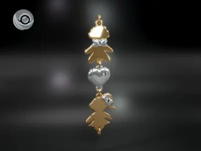 Bracelet pendant Boys Loves Girls model for jewelry casting 3D print model