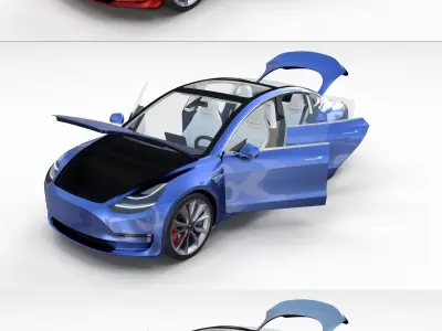 Tesla Model 3 with interior Pack 3D model